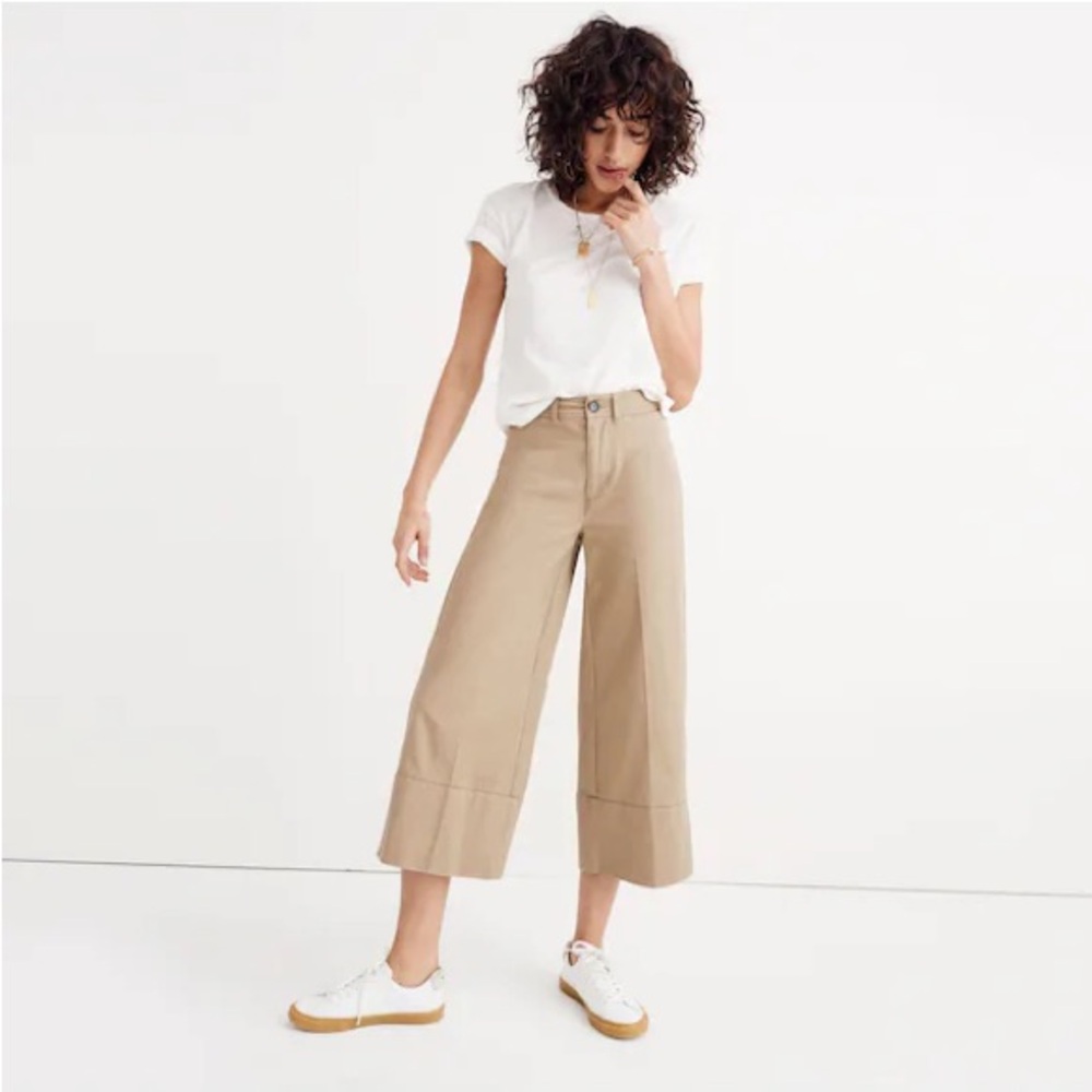 Madewell Langford wideleg crop pants light latte 32
